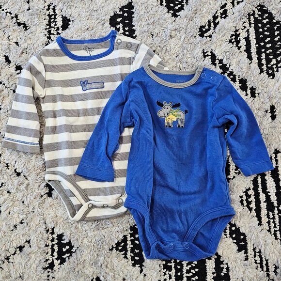 Carter's Baby Boy 2 piece Long Sleeve Bodysuit Set Size 3 Months - Picture 1 of 8